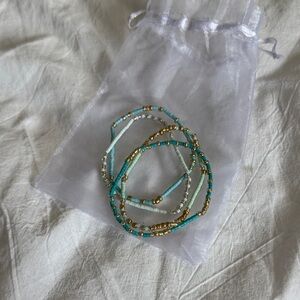 Elegant Gold and Turquoise Beaded Bracelet Set